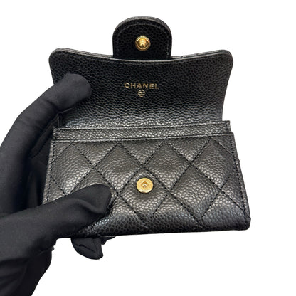 New CHANEL Calfskin Leather Wallet Black GHW