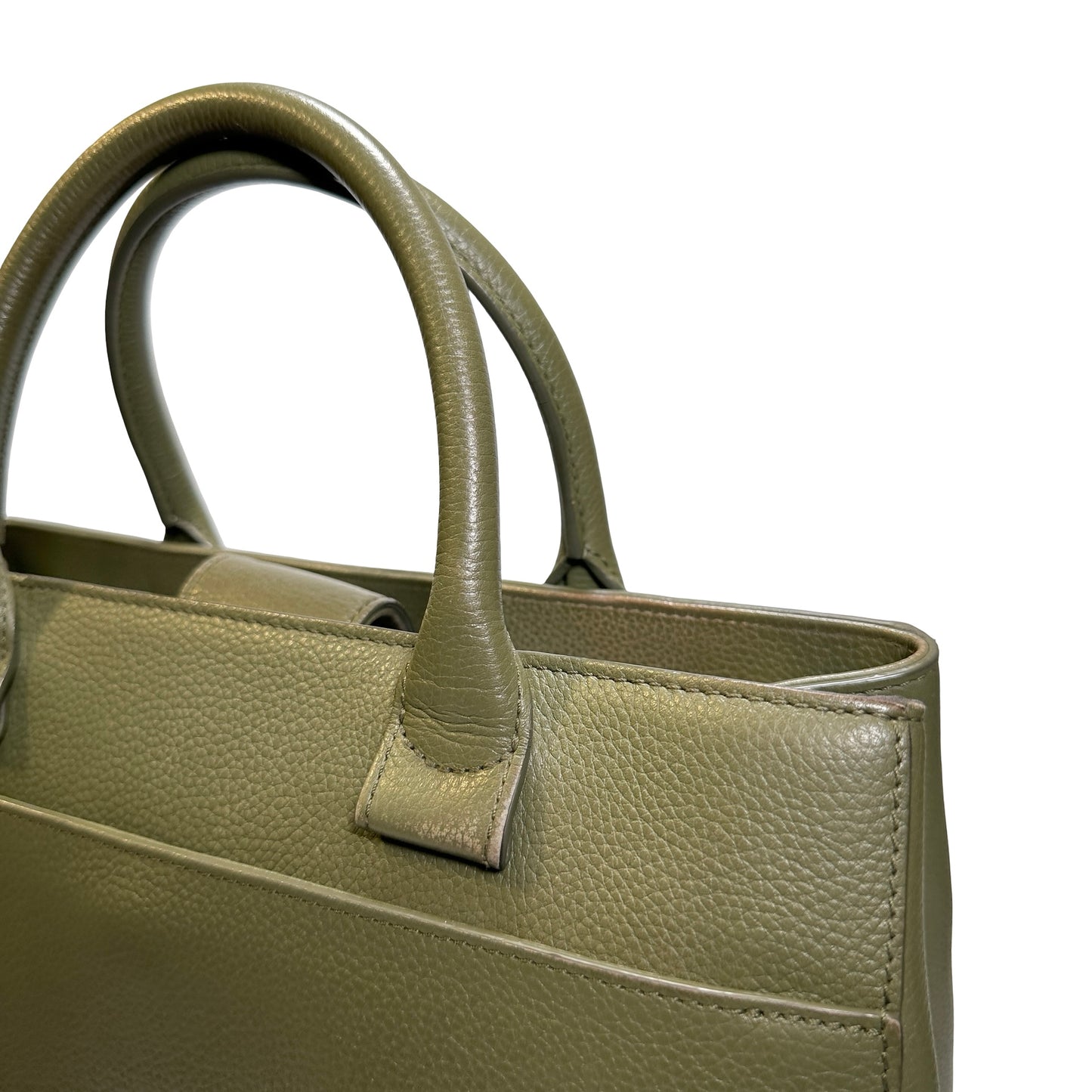 Used CHANEL Calfskin Leather Tote Bag Green