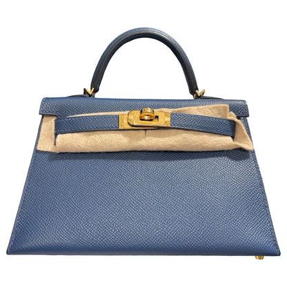 Used HERMÈS Mini Kelly II Two Way Shoulder Bag Blue GHW