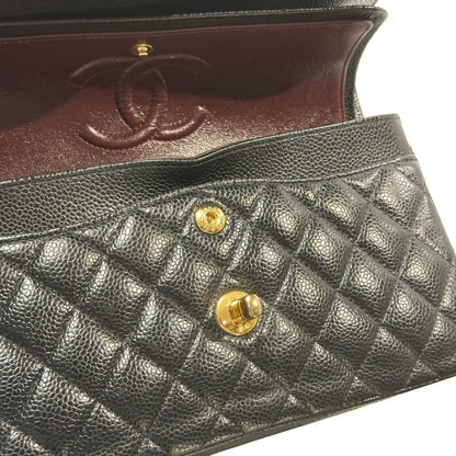 Used CHANEL Caviar Quilted CF23 Chain Shoulder Bag Black Gold
