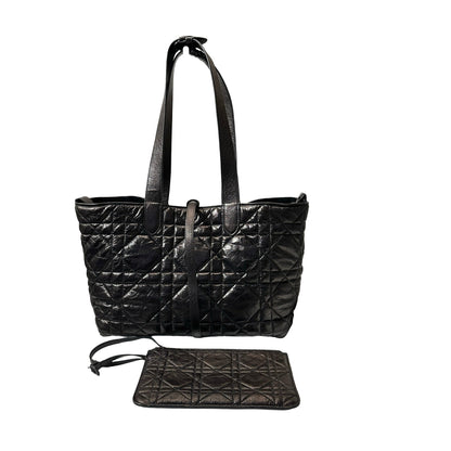 Used DIOR Lambskin Leather SO BLACK TOUJOURS MEDIUM Shoulder Bag Black