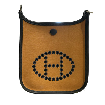 HERMES Canvas Leather Evelyne Crossbody Bag Brown Black