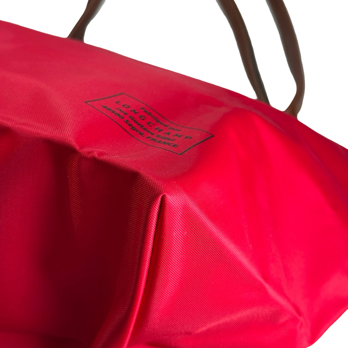 Used LONGCHAMP Eiffel Tower Print Le Pliage Eiffel Tower Tote Bag Red Brown