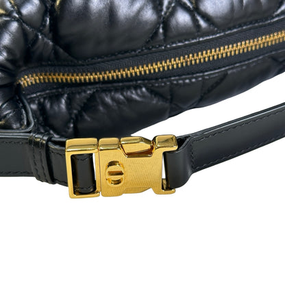 Used DIOR Cannage Leather Cannage Handbag Black Gold