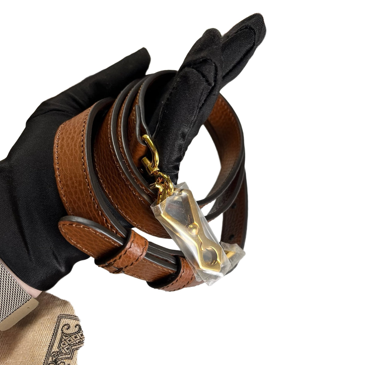Used GUCCI GG Canvas Leather Trim Horsebit 1955 Mini Bag Shoulder Bag Blue Brown