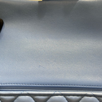 CHANEL MINI Flap 20cm with Handle Cross Body Bag Blue GHW