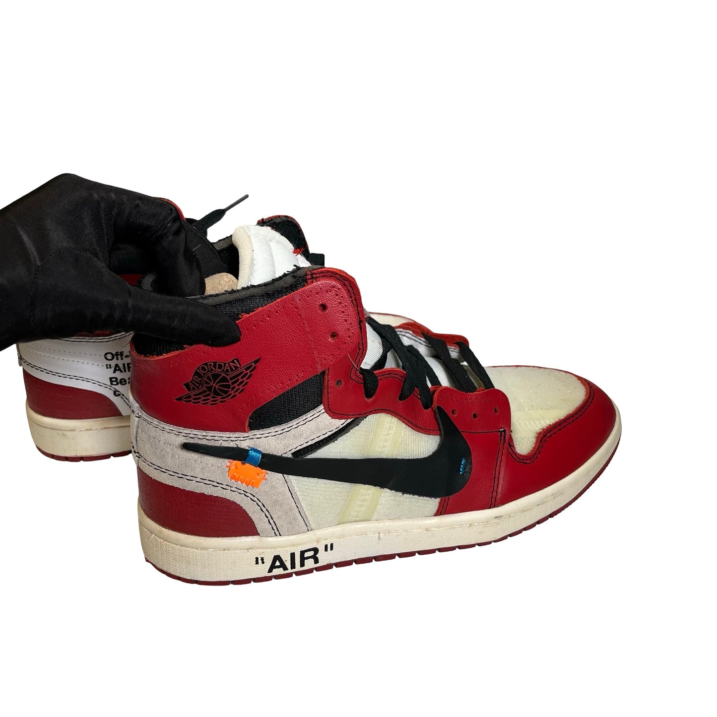 OFF WHITE X NIKE Leather Mesh Suede Off-White x Air Jordan 1 Retro High OG 'Chicago' Sneakers Red White Black