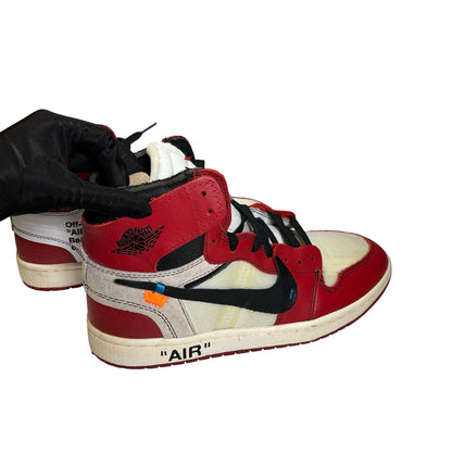 OFF WHITE X NIKE Leather Mesh Suede Off-White x Air Jordan 1 Retro High OG 'Chicago' Sneakers Red White Black