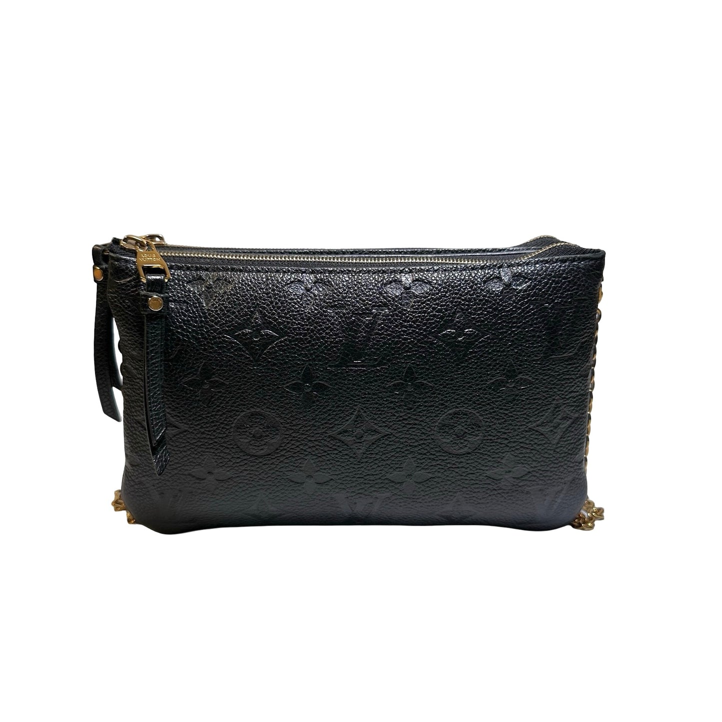 Used LOUIS VUITTON Monogram Eclipse coated canvas Double Zip Pochette Shoulder Bag Black GHW