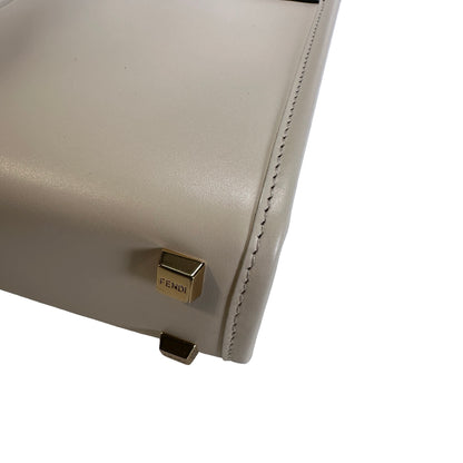 Used FENDI Mini Sunshine Shopper Crossbody Bag White GHW