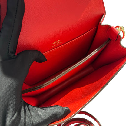 Used HERMES Evercolor Mini Roulis Shoulder Bag S3 Rouge Coeur GHW