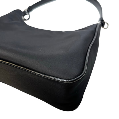 Used PRADA Re-Nylon Saffiano leather Re-Edition 2005 Shoulder Bag Black PHW