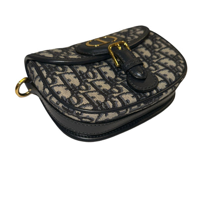 Used DIOR Oblique Jacquard Bobby Shoulder Bag Blue Navy GHW