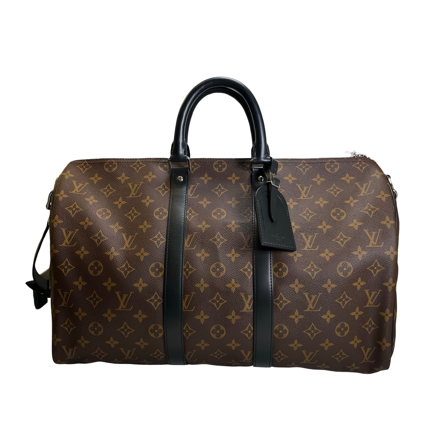 Used LOUIS VUITTON Monogram Macassar Keepall Bandouliere Travel Bag Brown Black