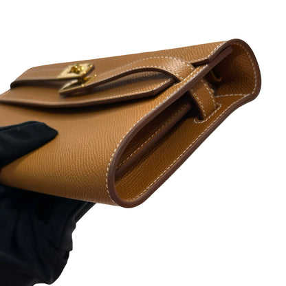 Used HERMÈS Epsom Leather KELLY. TO GO Cross Body Bag Gold (37) GHW