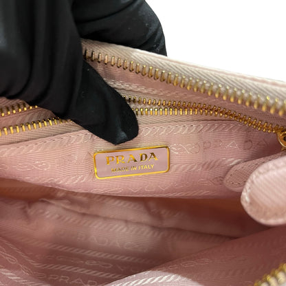 Used PRADA Nylon Calfskin Leather Re-Edition Shoulder Bag Pink GHW