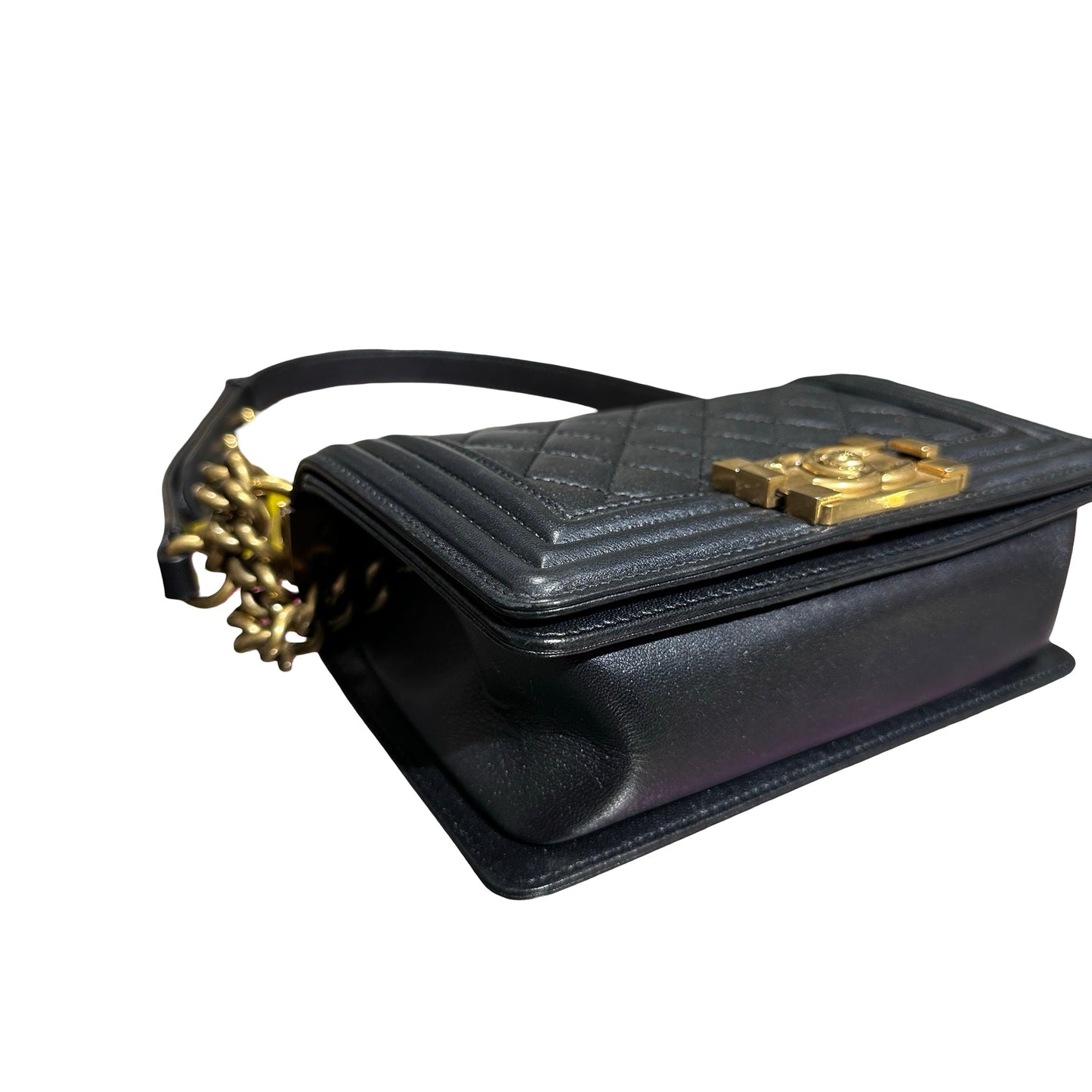 Used Chanel Boy 20cm Shoulder Bag Black GHW