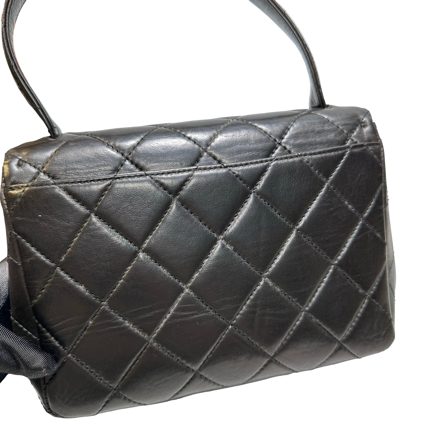 Used CHANEL Lambskin Leather Vintage Shoulder Shoulder Bag Black GHW