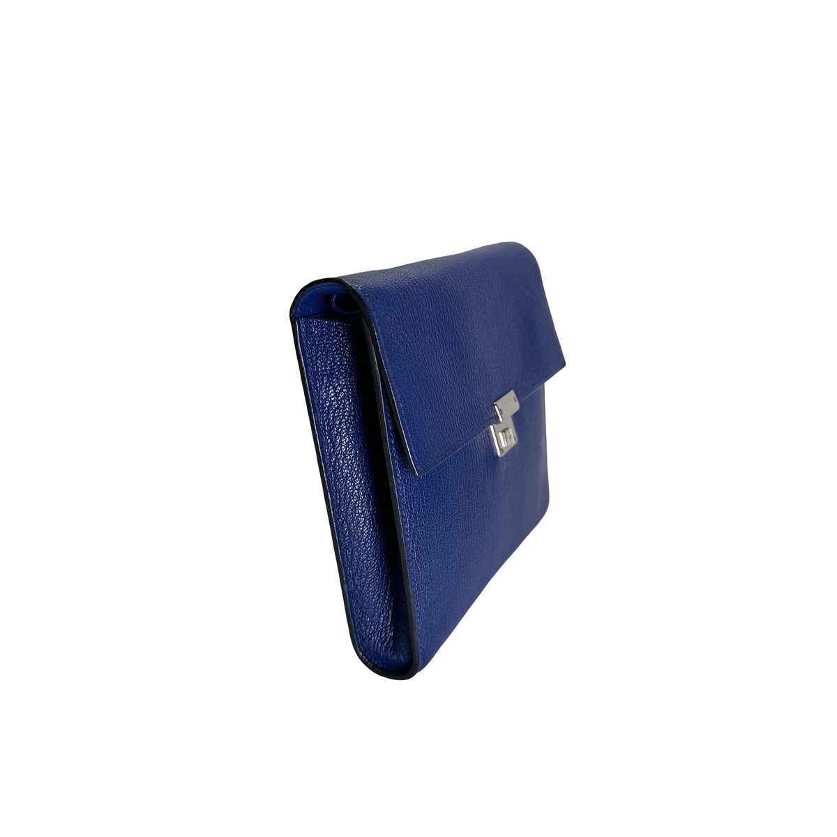 Used HERMES Chevre Clic 16 Crossbody Bag Blue，PHW