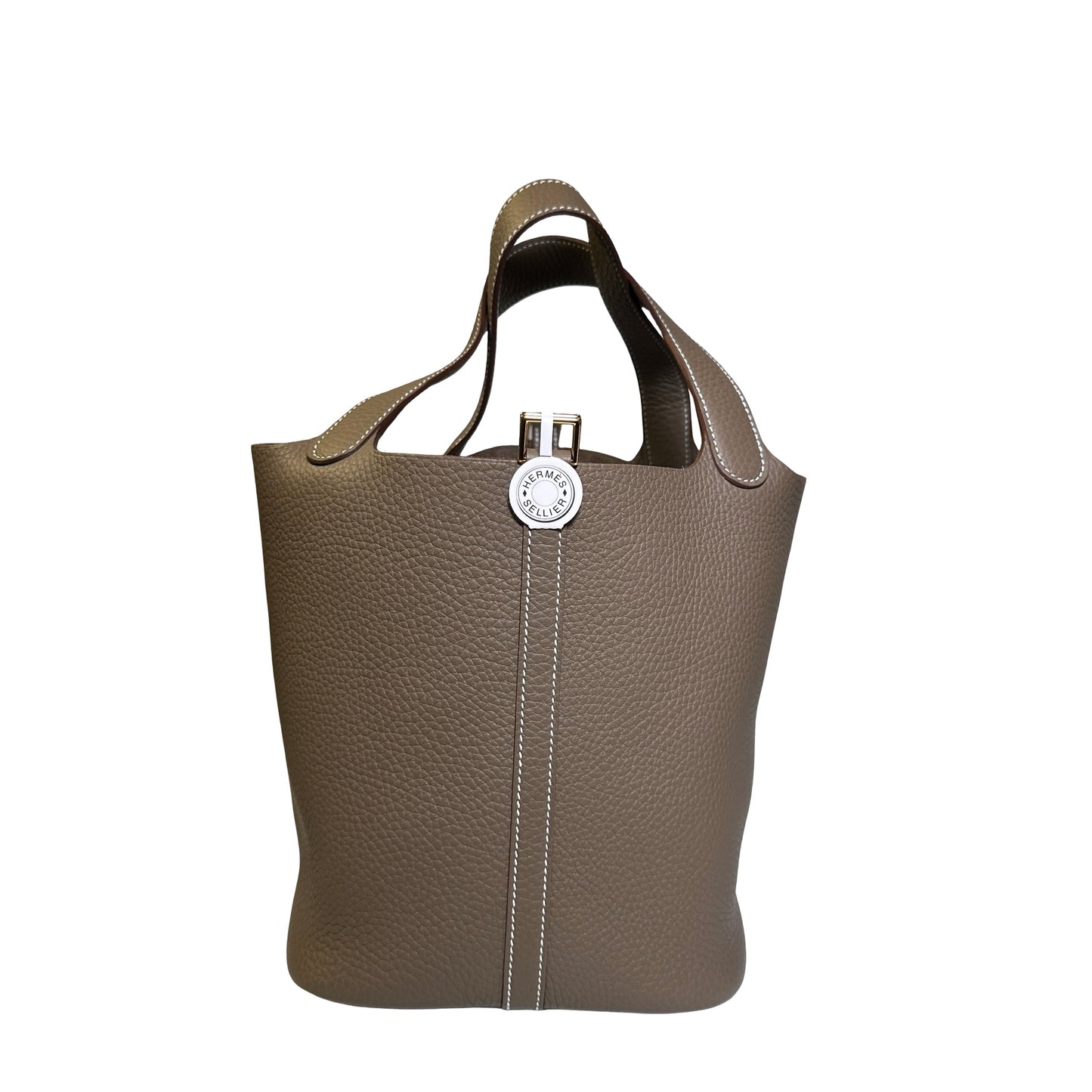 New HERMÈS Etoupe Picotin 22 Bucket Bag Etoupe Etoupe (18) GHW