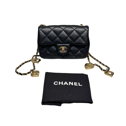 Used CHANEL Mini flap 17cm Chain Shoulder Bag Black GHW