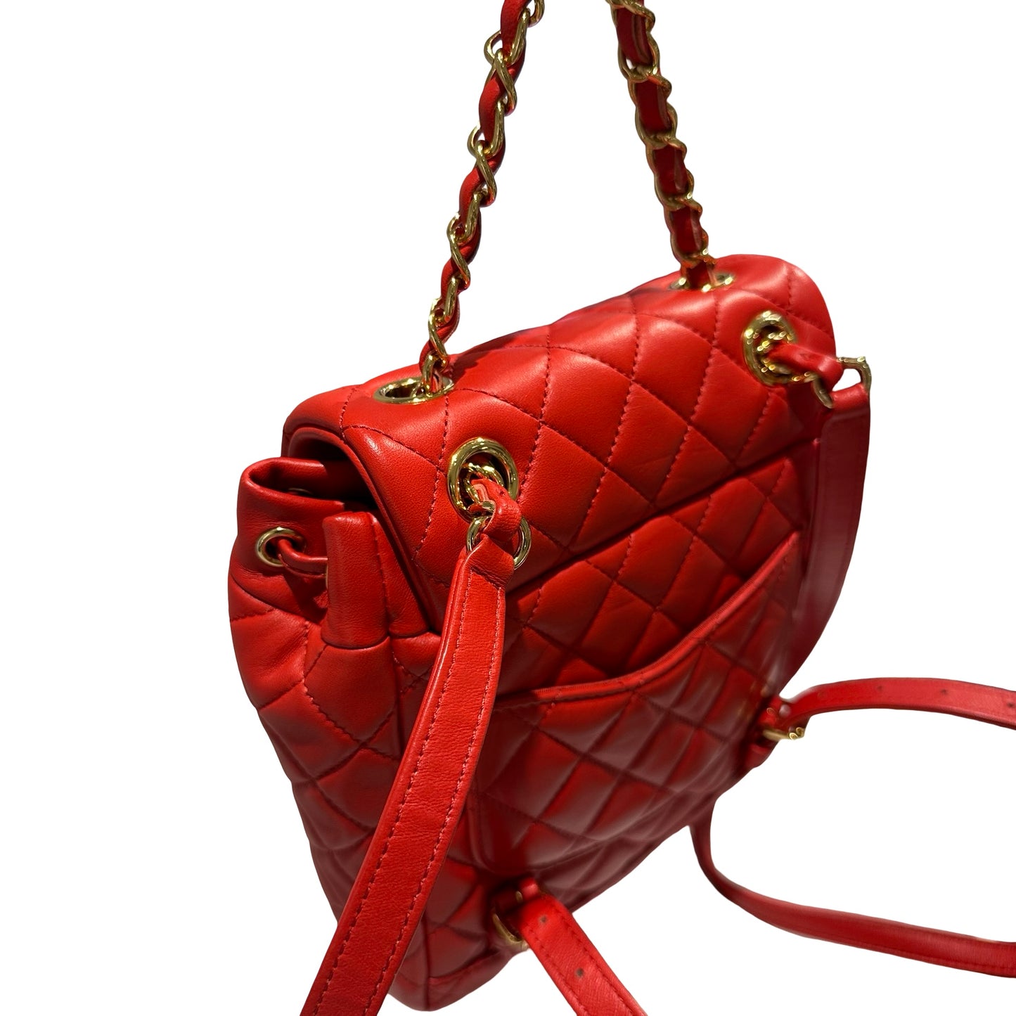 Used CHANEL Lambskin Urban Spirit Backpack Backpack Red