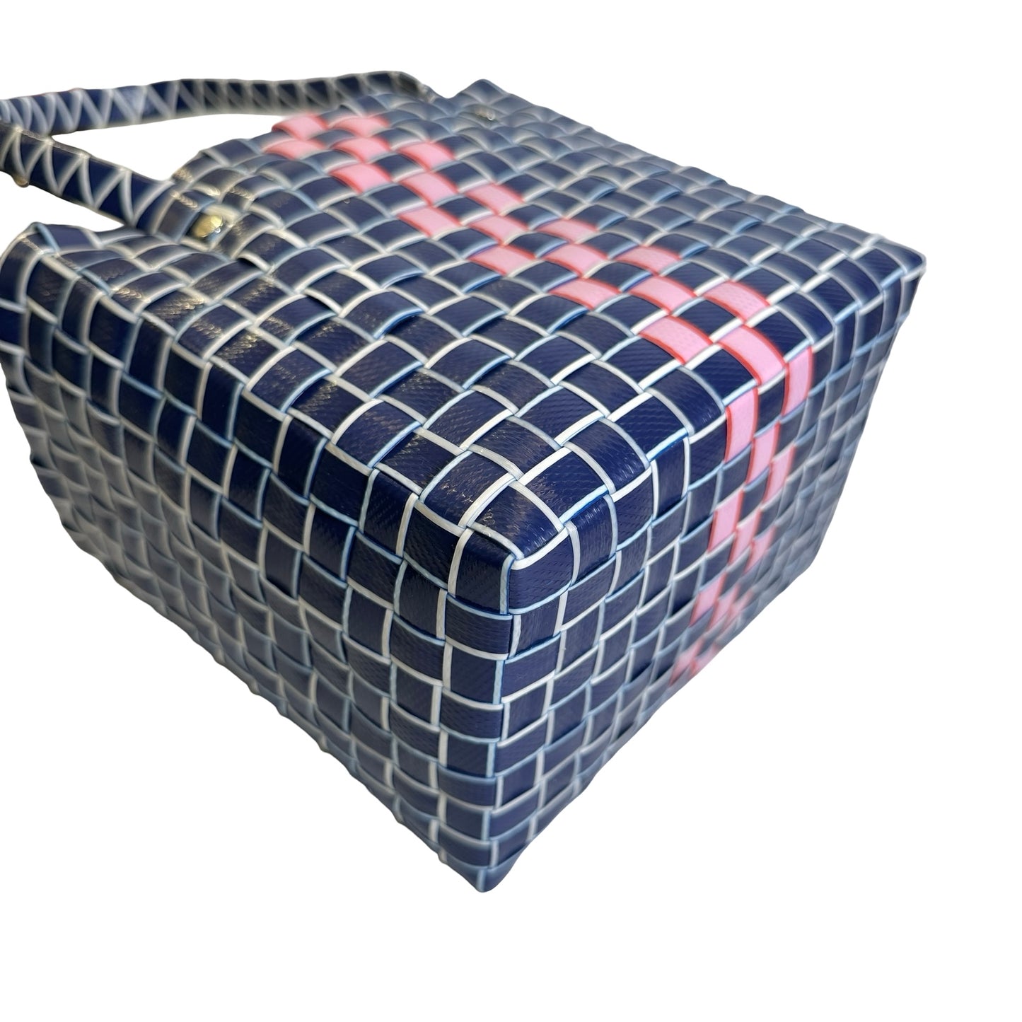 Used MARNI Woven Market Bag Tote Bag Blue Pink White