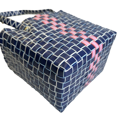 Used MARNI Woven Market Bag Tote Bag Blue Pink White