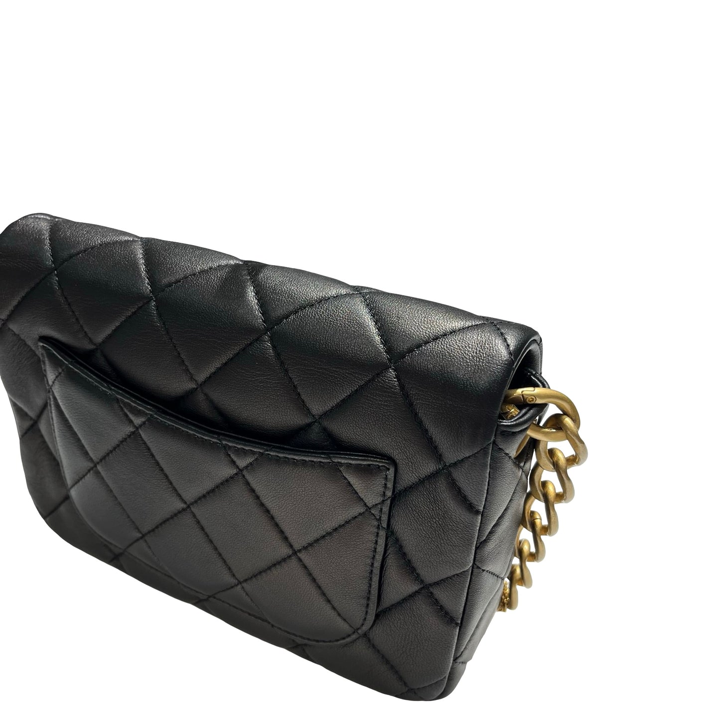 Used CHANEL Lambskin 23A Tassel hobo Hobo Bag Black Gold