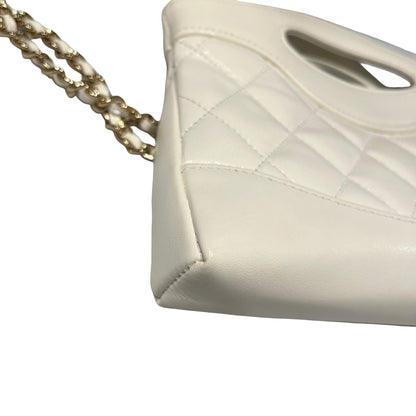 Used CHANEL 31 Nano Shoulder Bag White GHW