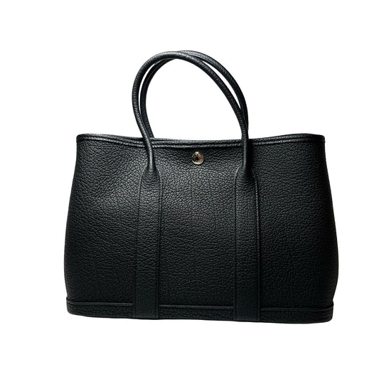 Used HERMÈS Calfskin Leather Garden Party 30 Tote Bag Black