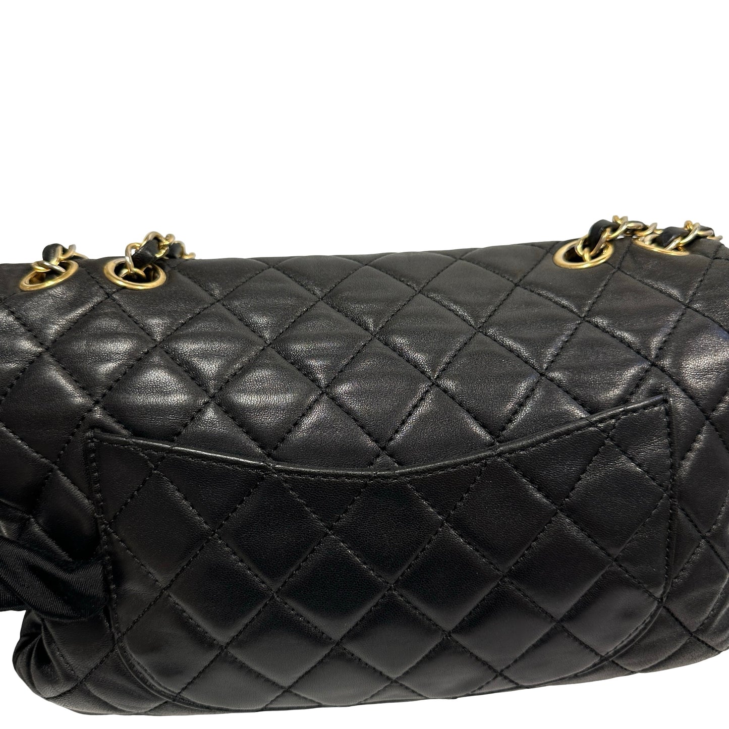 Used Chanel Lambskin Leather FLAP Shoulder Bag Black GHW
