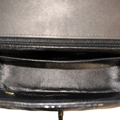 Used CHANEL Patent Leather MINI FLAP 20 CM Cross Body Bag Black