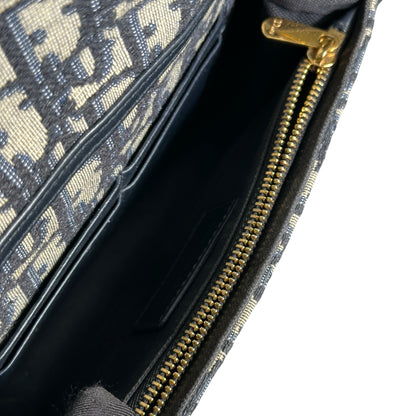Used DIOR Dior Oblique Oblique Cross body bag Blue Beige Black GHW