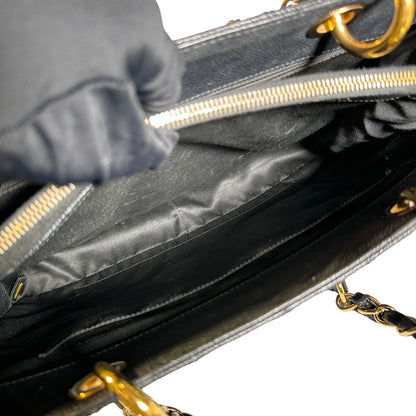 Used Chanel Caviar Leather GST Tote Bag Black GHW