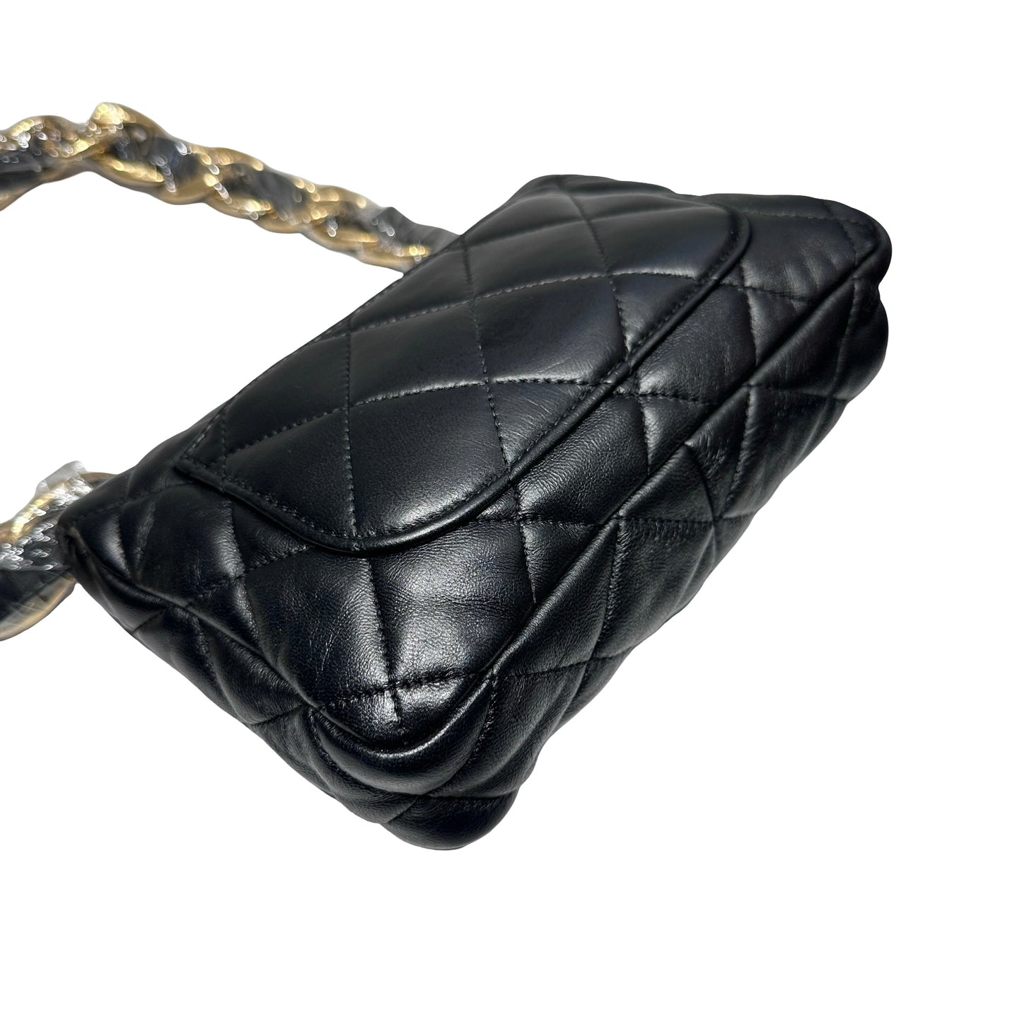 Used CHANEL Flap 20cm Chain Shoulder Bag Black GHW