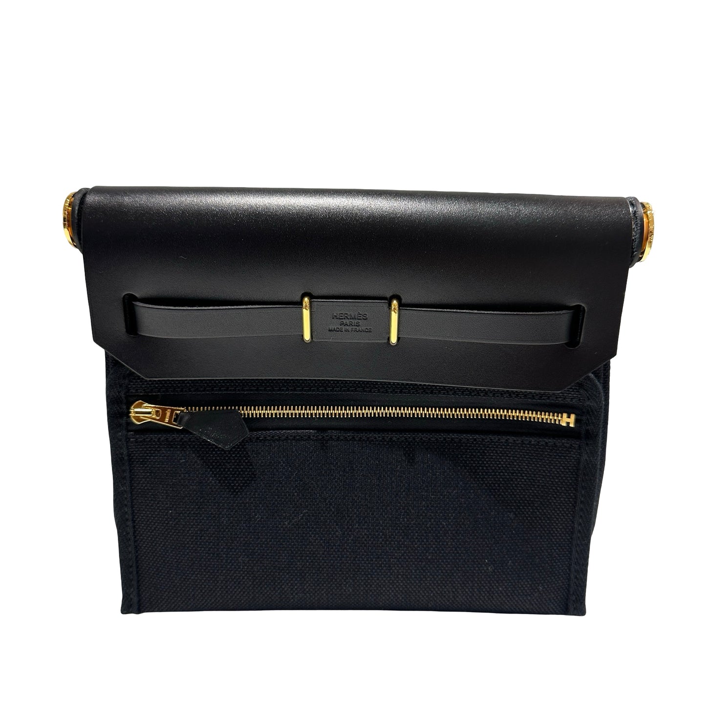 Brand New HERMES Toile Herbag Two Way Shoulder Bag Black Noir