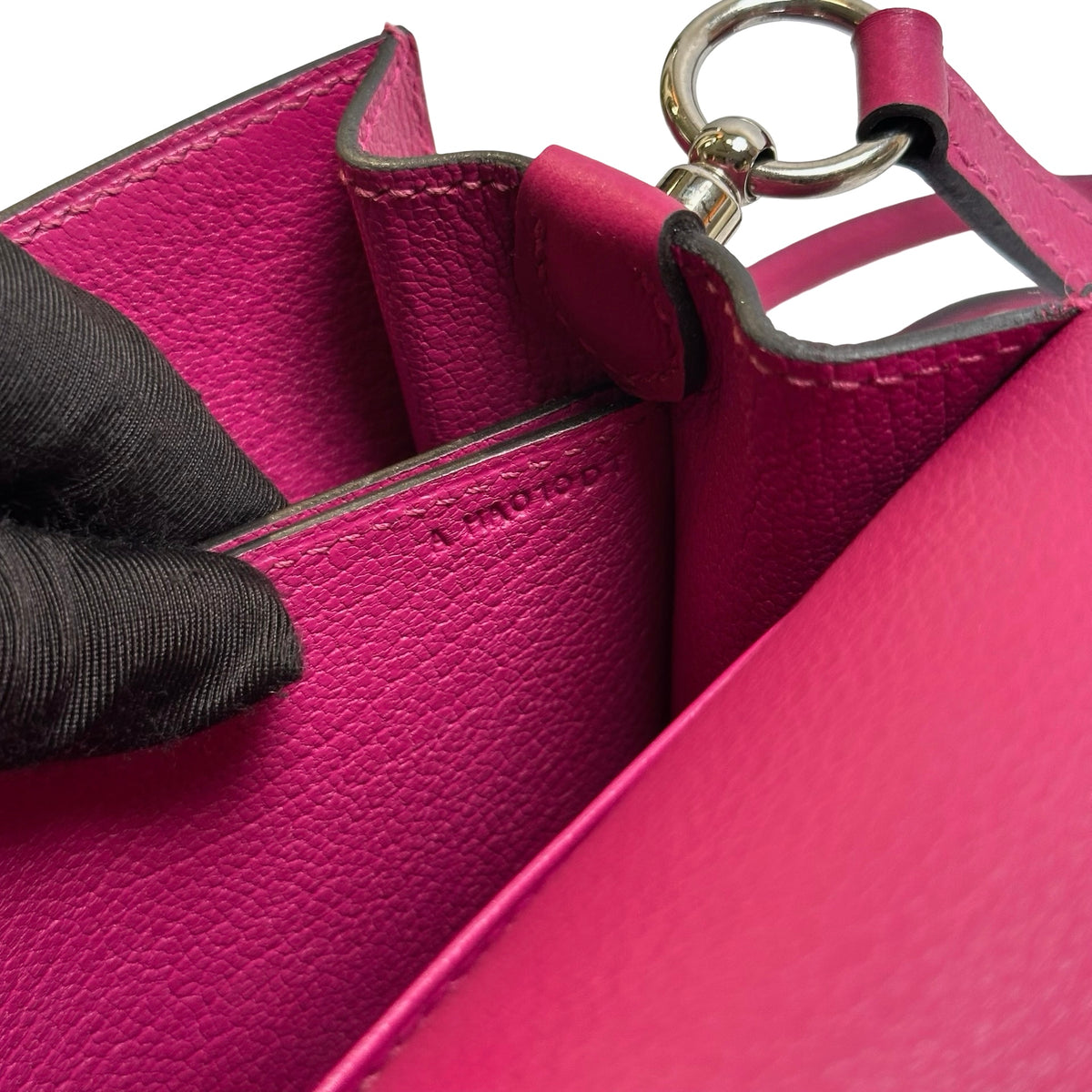 Used HERMES Leather Mini Roulis Crossbody Bag Purple PHW