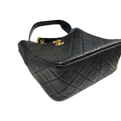 Used CHANEL Lambskin 22PHobo Bag Shoulder Bag Black Gold