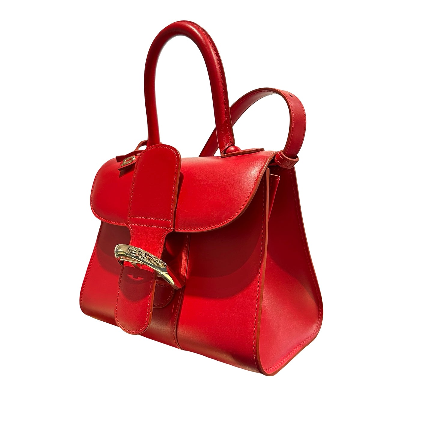 Used DELVAUX Brillant Mini Two Way Shoulder Bag Red
