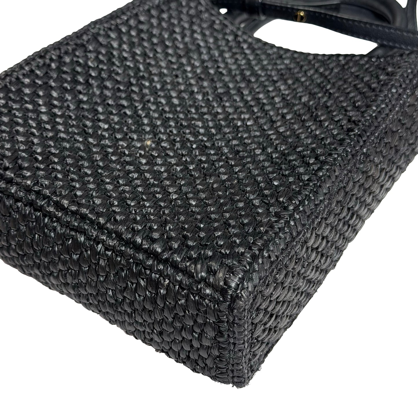 Used LOEWE RAFFIA TOTE Cross Body Bag Black