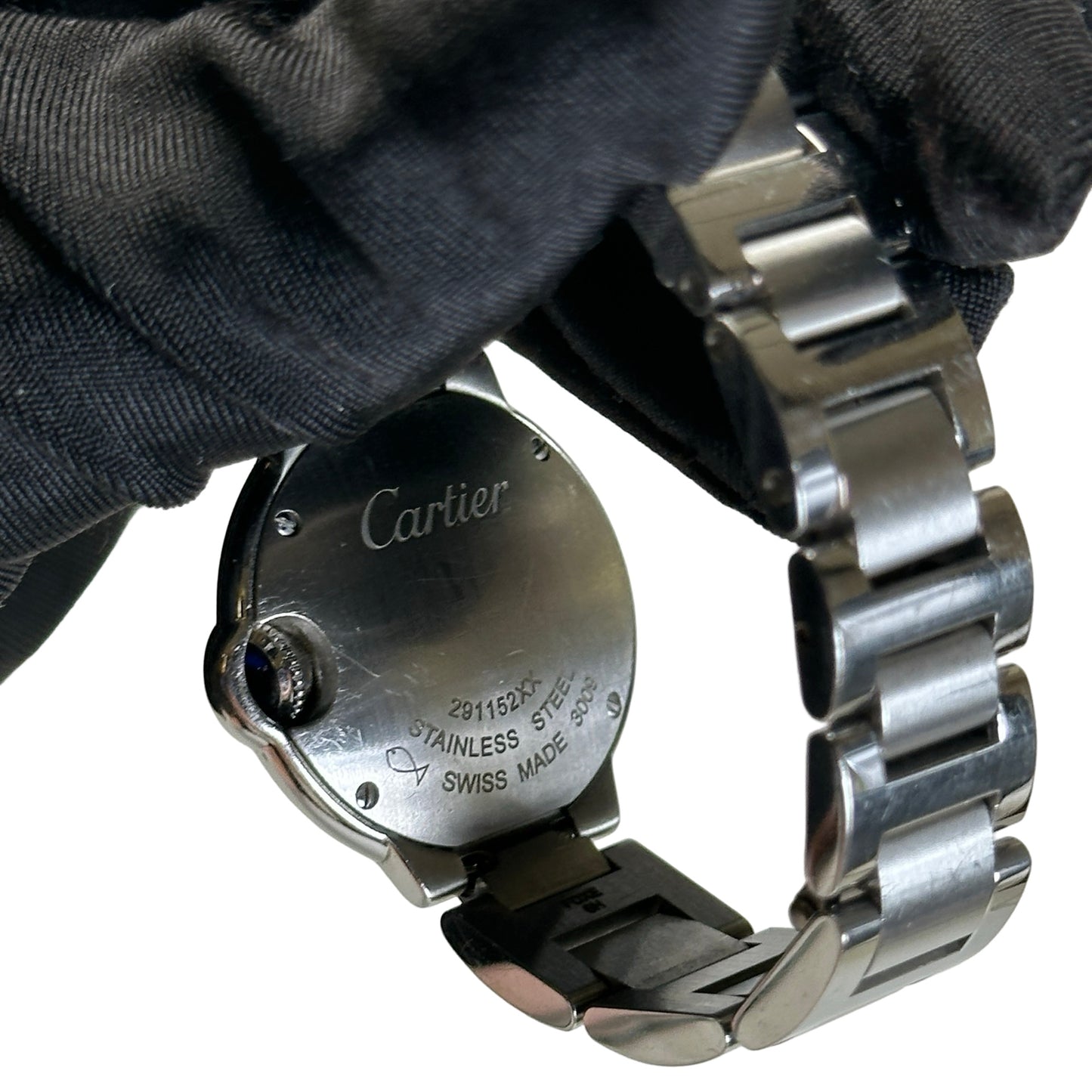 Used CARTIER Stainless Steel Diamond Bezel Ballon Bleu Watch Silver