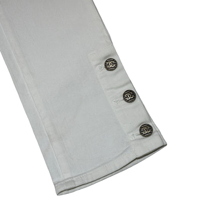 Used CHANEL Solid Denim Jeans Pants White
