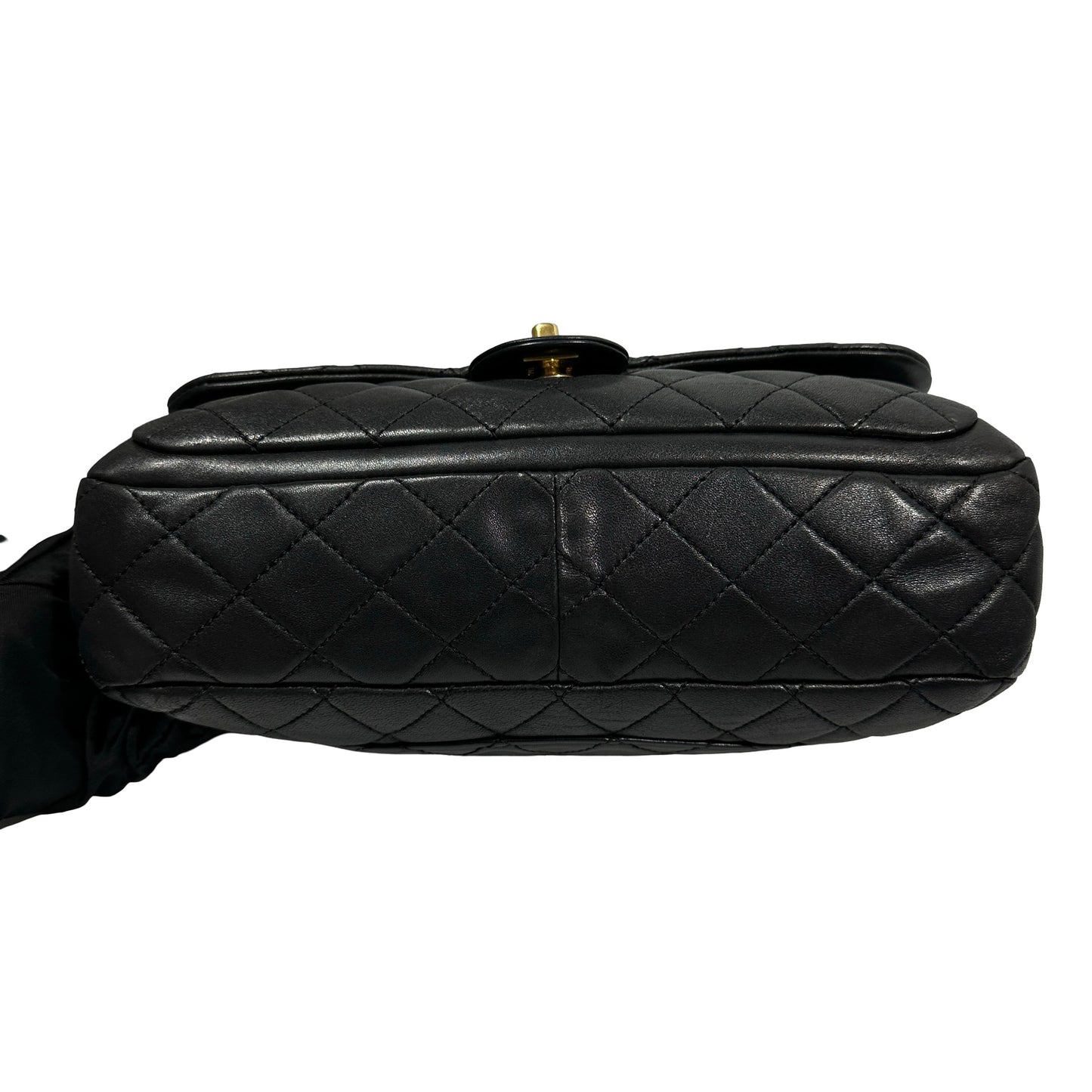 Used Chanel Lambskin Leather FLAP Shoulder Bag Black GHW