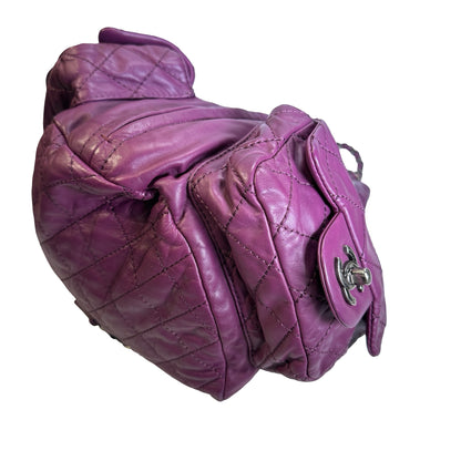 Used CHANEL Quilted Leather Backpack Backpack Purple