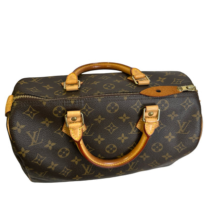 Used LOUIS VUITTON Monogram Canvas Speedy 30 Handbag Brown GHW