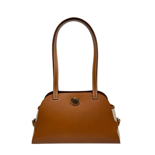 Unused Hermès Swift leather Canvas SAC TABLIER SELLIER Shoulder Bag Brown GHW