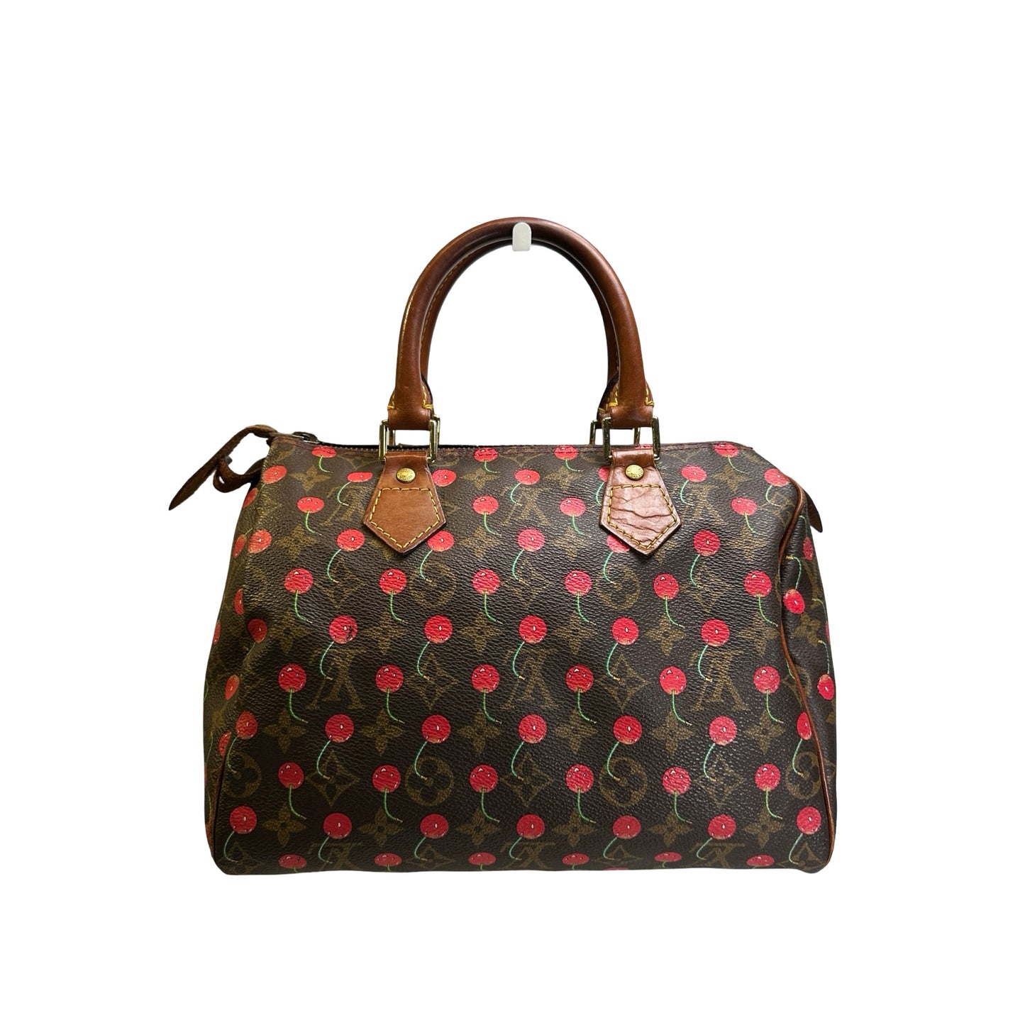 Used LOUIS VUITTON Monogram Cerises Speedy 25 Cerises Handbag Brown Red