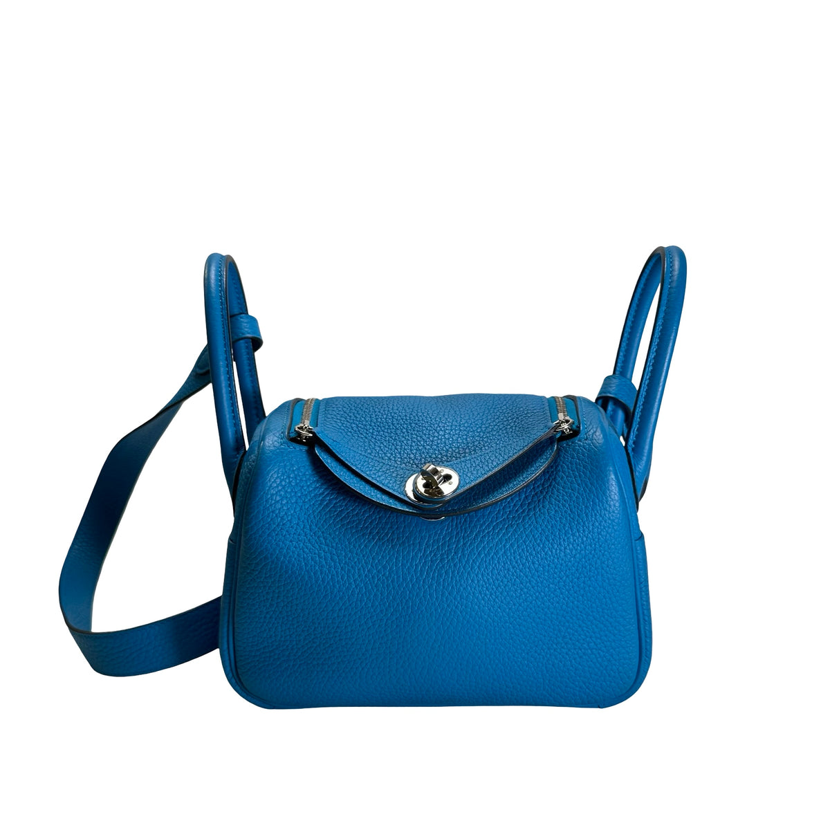 Used HERMES TC Mini Lindy Shoulder Bag Blue PHW