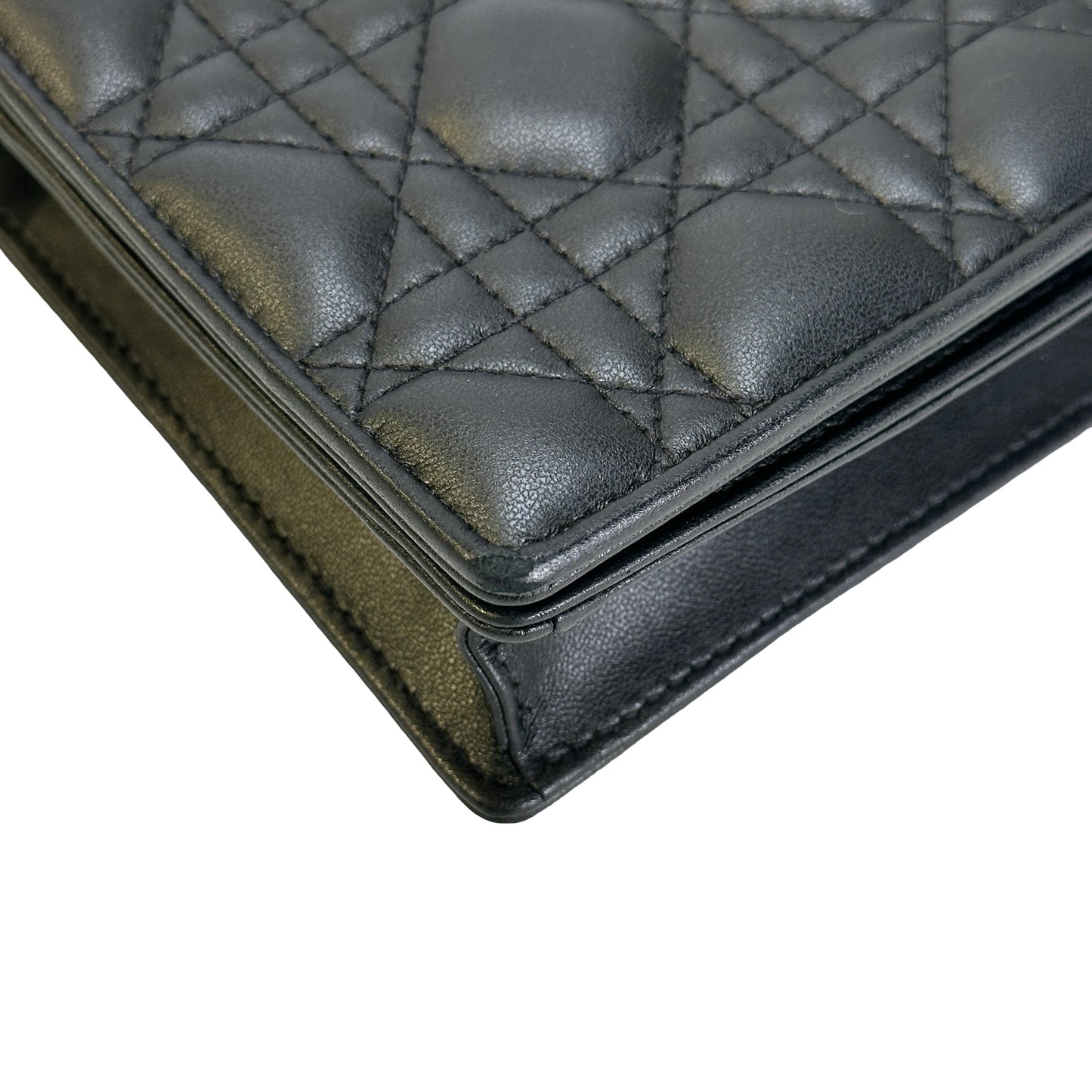 Used DIOR Cannage Lady Dior Crossbody Bag Black GHW